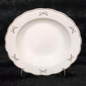 GOLD BOWS White COUPE SOUP BOWLS 4pc NEW RELEASE 8" Ceramic Coquette Yedi Bridal